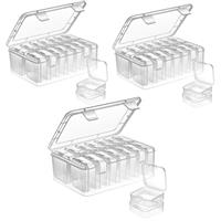 Mathtoxyz Small Bead Organizers, Plastic Storage Cases Mini Clear Bead Storage Containers Transparent Boxes with Hinged Lid and Rectangle Clear Craft Supply Case