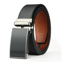 FEFLO Belts for Men Leather Black - Classic Adjustable Leather Belt Ratchet Belt Waist Belt for Jeans Trousers Suits Gifts for Men