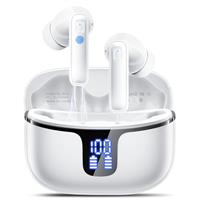 Wireless Earbuds, Bluetooth 5.3 Headphones with 4 ENC Noise Cancelling Mic, Mini Wireless Headphones in Ear Deep Bass, Wireless Earphones 48H Playtime LED Display, Ear buds IP7 Waterpoof, USB-C, Black