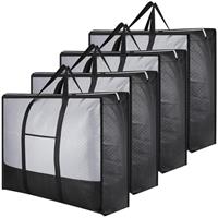 SUNNOW 2/4 Pcs 140L Moving Bags Large Storage Bags With Zips Packing Bag for Moving House Extra Large Storage Bag With Lid for Clothes Bedding Duvet Quilt Blankets Waterproof Moving Totes