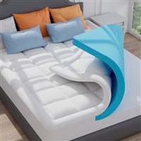 ELEMUSE Black Memory Foam Mattress Topper with Fluffy Pillow Top Cover, Mattress Topper Double Bed for Back Pain Relief, with OEKO-TEX CertiPUR-US Double Size-135x190cm