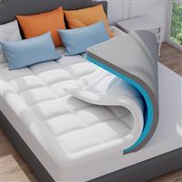 ELEMUSE Dual-layer Memory Foam Mattress Topper with Bamboo Pillow Top Cover