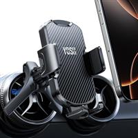YOSH Car Phone Holder Round Air Vent,[Specially Design for Mini Cooper], Phone Holder for Cars with 360 Rotatable Metal Hook for Mercedes Benz Audi BMW, Super Stable-Leather Design for iPhone Samsung