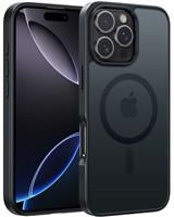 FNTCASE for iPhone 16 Pro Case: Magnetic Matte Translucent Military Grade Drop Protective Phone Case | Shockproof Thin Rugged Durable Protection Bumper Cover (Black)