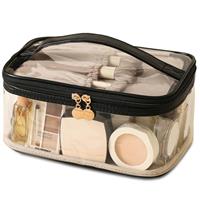 Large Clear Makeup Bag Big Travel Cosmetic Bag On-The-go Toiletry Bag with Handle Transparent Toiletries Bags Pouch for Purse Orangizer for Daily Essentials
