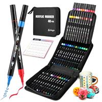 Acrylic Paint Pens for Rock Painting Fabric Glass Stone Ceramic Wood Metal, Dual Tip Acrylic Markers Set for Easter Egg Pumpkins Graffiti Christmas, Arts and Crafts for Adults and Kids