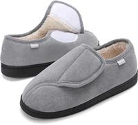 sportvibe Slippers Mens Women House Comfortable Adjustable Warm Non Slip Indoor Outdoor with Fuzzy Swollen Feet Slip-on ladies Winter Shoes(Black 3.5/4 UK)