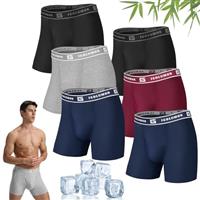 Mens Boxers Shorts Multipack Bamboo Boxers 6 Pack Breathable Underwear Trunks Longer Leg Boxer Shorts - No Itchy Labels - Moisture Wicking - Elastic Waist, Comfortable Boxer Briefs with Open Fly