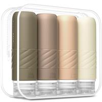 Gemice Travel Bottles for Toiletries, CAA Approved 90ml Silicone Travel Bottles, Leak Proof Squeezable Travel Size Containers, Travel Essentials for Lotion Soap Liquid Shampoo, BPA Free(4 Pack)