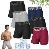 Mens Boxers Shorts Multipack Bamboo Boxers 6 Pack Breathable Underwear Trunks Longer Leg Boxer Shorts - No Itchy Labels - Moisture Wicking - Elastic Waist, Comfortable Boxer Briefs with Open Fly