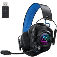 Krysenix KGH2 Wireless Gaming Headset for PS5, PS4, PC, Switch, 2.4GHz Bluetooth Wireless Headphones with Mic, Gaming & Music Dual Mode, ENC, Foldable, Cool LED, 40+ Hrs Battery, White Black