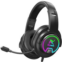 Krysenix PG3 Wired Gaming Headset for PS4, PS5, PC, Xbox, Switch, 3.5mm Gaming Headphones with Noise-Cancelling Mic Surround Sound, Computer Headset with Cool RGB Lights Ergonomic Comfort Black