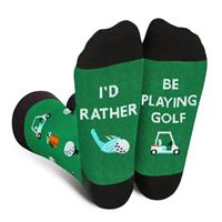 AGRIMONY Funny Golf Socks for Men Teens Boys - Id Rather Be Novelty Funky Crew Socks - Fun Crazy Cotton Socks Christmas Gifts