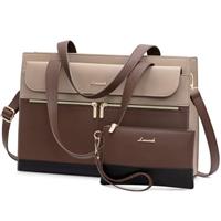 LOVEVOOK Laptop Bags for Women Ladies Work Bags Large Tote Bag with Laptop Compartment Designer Handbag Stylish PU Leather Briefcase for School Shoulder Bag for Office Business