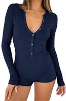 LACOZY V Neck Jumpsuits for Women Sexy Shorts Long Sleeve Bo