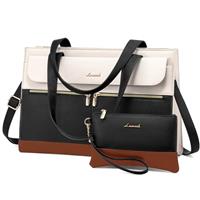 LOVEVOOK Laptop Bags for Women Ladies Work Bags Large Tote Bag with Laptop Compartment Designer Handbag Stylish PU Leather Briefcase for School Shoulder Bag for Office Business