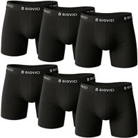 Giovici Mens Boxers, Boxer Shorts for Men with or without Fly, Super Soft Tag-Free, Anti-Chafe Classic Cotton Underwear, 6 Pack Multipack
