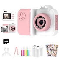 Kids Camera Instant Print, Christmas Birthday Gifts Toys for Girls Boys Age 4 5 6 7 8 9 10 11 12 Years Old,1080P HD Dual-Lens Selfie Digital Camera with Print Paper Stickers Pens & 32G Card