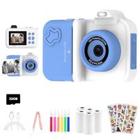 Kids Camera Instant Print, Christmas Birthday Gifts Toys for Girls Boys Age 4 5 6 7 8 9 10 11 12 Years Old,1080P HD Dual-Lens Selfie Digital Camera with Print Paper Stickers Pens & 32G Card