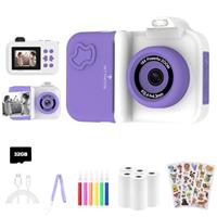 Kids Camera Instant Print, Christmas Birthday Gifts Toys for Girls Boys Age 4 5 6 7 8 9 10 11 12 Years Old,1080P HD Dual-Lens Selfie Digital Camera with Print Paper Stickers Pens & 32G Card