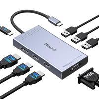 USB C Docking Station for Laptop Dual Monitor, Melelink USB C Hub 2 Monitors Adapter, USB to HDMI Dock USB C