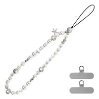 pcgaga Designed Pearl Beaded Phone Charm, Mobile Phone Wrist Strap, Handmade Phone Bracelet Straps, Anti-Lost Lanyard Wrist Chain for Women Girls Gift,Phone Accessories, Keychain