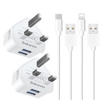 USB Plug Charger,2 Pack 4 Port Multi USB Plug Adapter UK 25W/5A Wall Charger Mains with Smart IC Fast Charging for iPhone 11 pro Max XS XR X SE2020 10 8 7 6 ipad,Samsung S10 S9 S8 S7,Huawei
