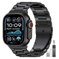 Women Slim Metal Strap Compatible with Apple Watch Straps 38mm 40mm 41mm 42mm 44mm 45mm 46mm 49mm, Stainless Steel Strap with Installation Tool for iWatch Ultra 2, SE Series 10/9/8/7/6/5/4/3/2/1