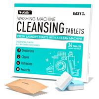 Washing Machine Cleaner Descaler 24 Pack - Deep Cleaning Tablets for HE Front Loader & Top Load Washer, Septic Safe Eco-Friendly Deodorizer, Clean Inside Drum and Laundry Tub Seal - 12 Month Supply