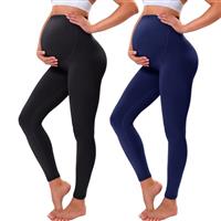 VALANDY Creamlush 2 Pack Women's Maternity Leggings Over The Belly Pregnancy Activewear Workout Yoga Tights Pants