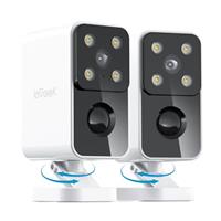 ieGeek 2PCS 2k Security Camera Outdoor Wireless with Pan Rotating 180, Rechargeable Battery Wifi Home Security Camera CCTV Camera Systems, Colour Night Vision, AI Motion Detection, Siren Floodlight