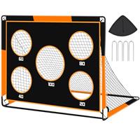 Gofady 2-in-1 Football Goal for Kids - 150 * 120cm, Portable & Durable Soccer Training Net with 5 Target Ranges, Foldable Design, Carrying Bag, Easy Assembly for Backyard, Garden, Beach