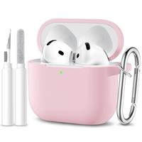 Maledan Case Compatible with AirPods 4 Case Cover 2024, Soft Silicone Full Body Protective Shockproof Case for Apple AirPods 4th Generation Case with Cleaner Kit&Carabiner [LED Visible]