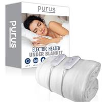 Purus Electric Blanket Soft Polyester Electric Blanket Fitted Underblanket Mattress Cover, 3x Heat Settings, Controllers and Machine Washable Heated Blanket