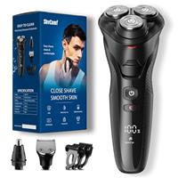 Electric Razor for Men, ShvComf Electric Shaver, Waterproof Wet Dry Cordless Rechargeable Razor for Men Face, Adjustable Speeds, with Nose Hair Trimmer, Sideburns Trimmer, Deep Grey