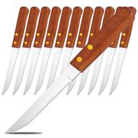 Kyraton Steak Knives Set of 12, Wood Handle Stainless Serrated Steel Steak Knife Set with Serrated Edge, Kitchen Knife with Ergonomic Handle, Dishwasher Safe, Rust-Proof