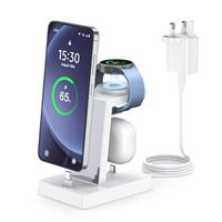 Charging Station for Samsung - NANAMI 3 in 1 Charger Stand for Galaxy Watch 6/5/5 Pro Galaxy Buds, Charging Stand for Multiple Devices S24 Ultra S23 S22 S21 S20 Z Fold Flip 5/4