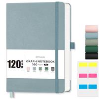 EMSHOI A5 Notebook Dotted Journal - 120gsm Thick Paper, Hardcover Leather Dot Grid Notebook for Women Men Bullet Journaling with 160 Pages, Journal Stencils, Inner Pocket, 21 x 14.5 cm