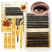 QUEWEL DIY Lash Extension Kit Fluffy Cluster Lashes Kit Mixed Individual Eyelash Clusters Easy to Apply DIY at Home