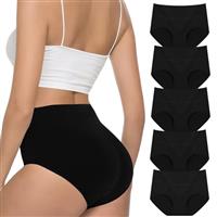 Cevapro Underwear Women High Waist Cotton Tummy Control Knickers Full Coverage Underwear Soft Comfy Women's Knickers Ladies Briefs Panties Stretchy Breathable Hipster Pants for Women Multipack of 5