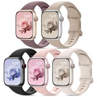 Yoohoo 5 Pack Silicone Straps Compatible with Apple Watch Straps 44mm 45mm 46mm 49mm 42mm(Series 3/2/1)Women Men, Upgraded Soft Sport WatchBands for iWatch Series 10 9 8 7 6 5 4 3 2 1 SE Ultra/Ultra 2