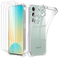 Giolus 4-in-1 Case with 3 Pack Screen Protector, Crystal Clear Shockproof Phone Case with Built-in Camera Lens Protector, Soft TPU Bumper Anti-Scratch Silicone Cover