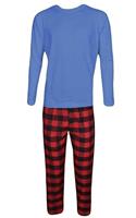 Gaffer Pajamas Set, Men's Cotton Lounge Pants with Check Design and Short Sleeve T-Shirt, Size S, M, L, XL, 2XL