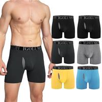 IGOLUMON Bamboo Mens Boxers Shorts Multipack Breathable Mens Underwear Trunks Briefs with Fly Moisture Wicking - Elastic Waist - Comfortable Longer Leg