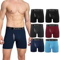 IGOLUMON Bamboo Mens Boxers Shorts Multipack Breathable Mens Underwear Trunks Briefs with Fly Moisture Wicking - Elastic Waist - Comfortable Longer Leg