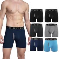 IGOLUMON Bamboo Mens Boxers Shorts Multipack Breathable Mens Underwear Trunks Briefs with Fly Moisture Wicking - Elastic Waist - Comfortable Longer Leg