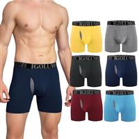 IGOLUMON Bamboo Mens Boxers Shorts Multipack Breathable Mens Underwear Trunks Briefs with Fly Moisture Wicking - Elastic Waist - Comfortable Longer Leg