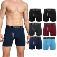 IGOLUMON Bamboo Mens Boxers Shorts Multipack Breathable Mens Underwear Trunks Briefs with Fly Moisture Wicking - Elastic Waist - Comfortable Longer Leg