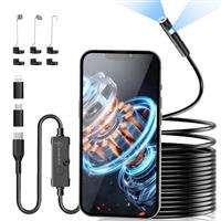 USB Endoscope Inspection Camera, Ennovor 1920 HD Semi Rigid Snake Camera, No WiFi Borescope, IP67 Waterproof Tube Sink Pipe Drain Camera for Android iOS iPhone iPad Samsung, 16.4FT
