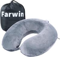 Far win Travel Pillow,100% Pure Memory Foam U Shaped Neck Pillow,Super Lightweight Portable Headrest Great for Airplane Chair, Car,Home,Office,Sleeping Rest Cushion